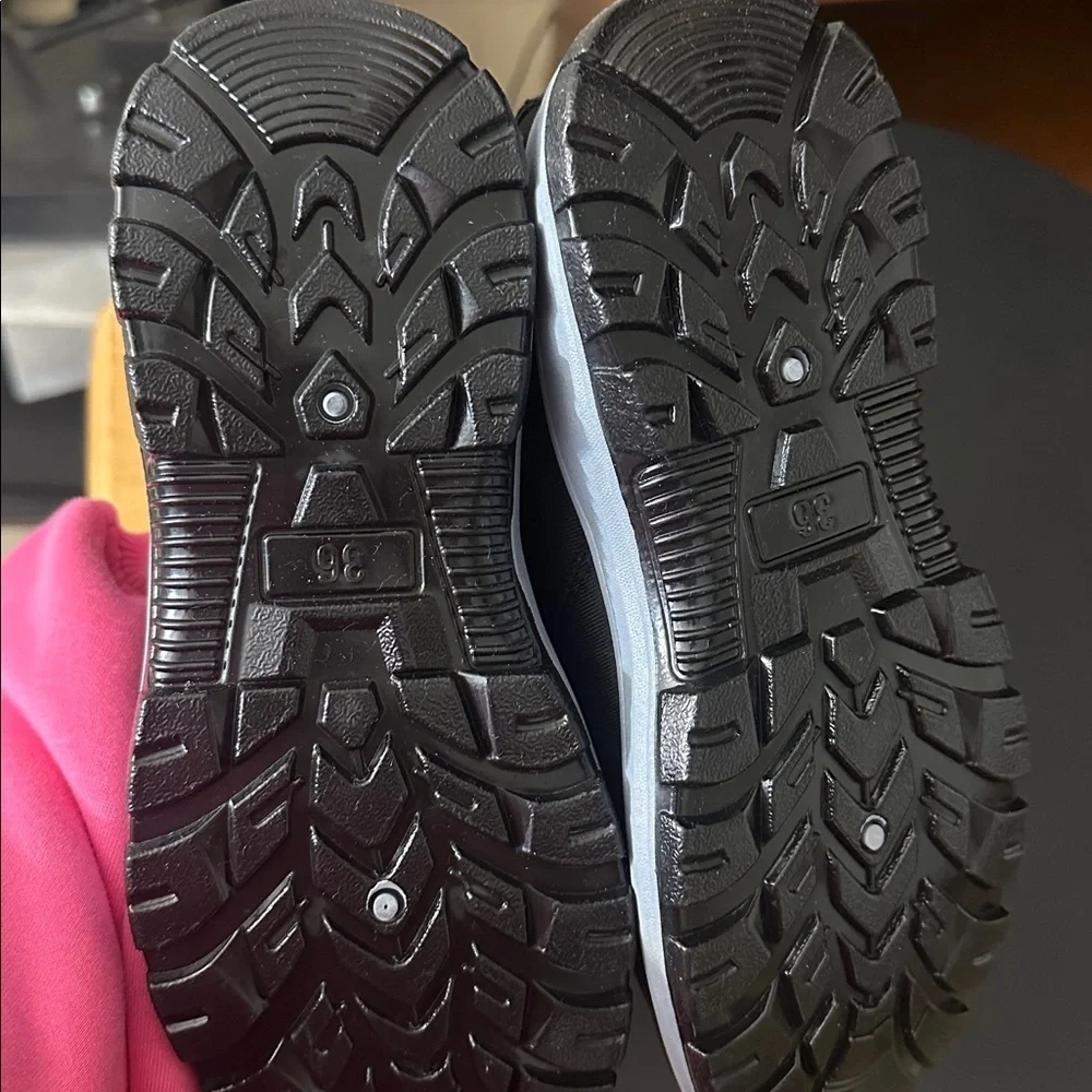 Black Slip-On Shoes with Gray Lining